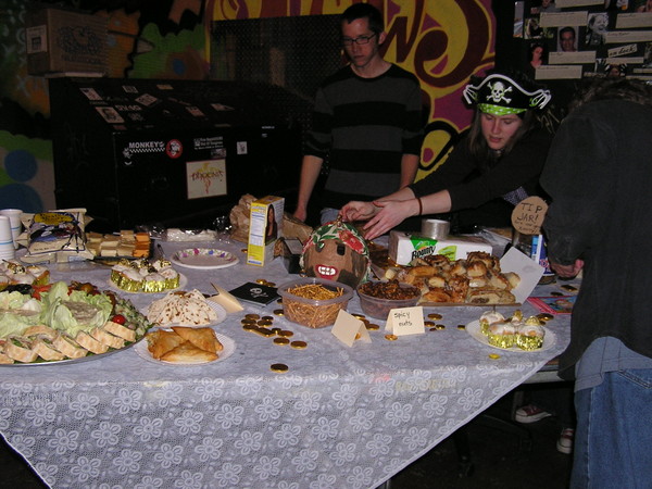 Laura and Knife Kevin set up the refreshment table